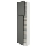 SEKTION / MAXIMERA High cb w 2 doors/shelves/5 drawers, white/Voxtorp dark gray, 24x15x90 "