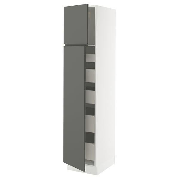 SEKTION / MAXIMERA High cb w 2 doors/shelves/5 drawers, white/Voxtorp dark gray, 18x24x80 "