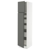 SEKTION / MAXIMERA High cb w 2 doors/shelves/5 drawers, white/Voxtorp dark gray, 18x24x80 "