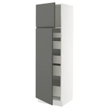 SEKTION / MAXIMERA High cb w 2 doors/shelves/5 drawers, white/Voxtorp dark gray, 24x24x80 "