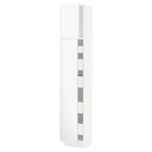 SEKTION / MAXIMERA High cb w 2 doors/shelves/5 drawers, white/Voxtorp matte white, 15x15x80 "
