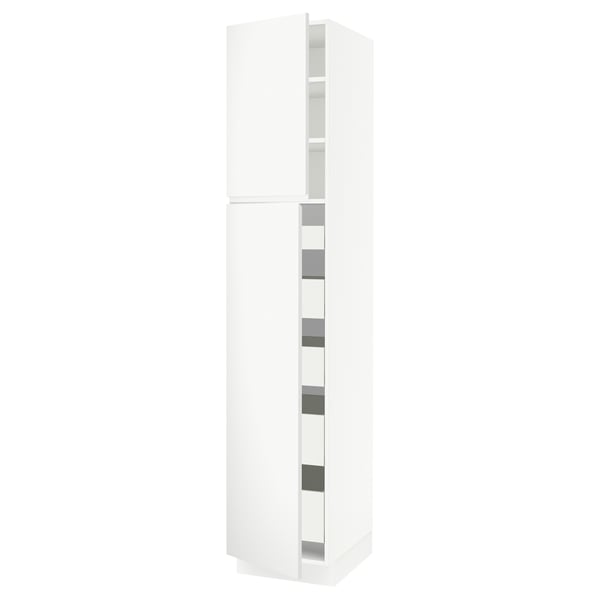 SEKTION / MAXIMERA High cb w 2 doors/shelves/5 drawers, white/Voxtorp matte white, 18x24x90 "