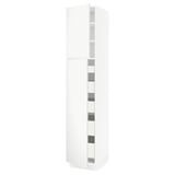 SEKTION / MAXIMERA High cb w 2 doors/shelves/5 drawers, white/Voxtorp matte white, 18x24x90 "