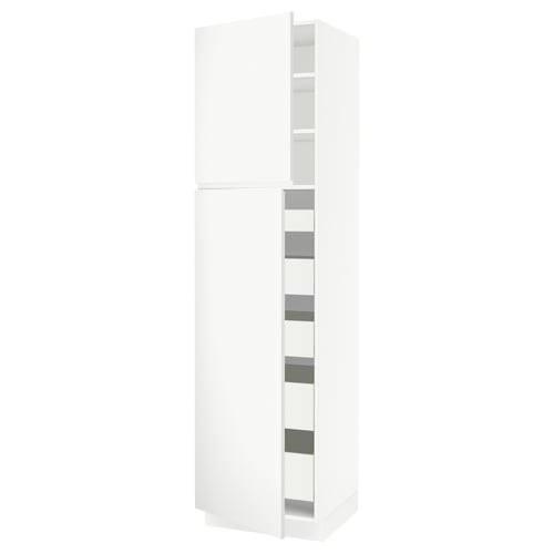 A white SEKTION cabinet with adjustable shelves and a sleek, modern design.