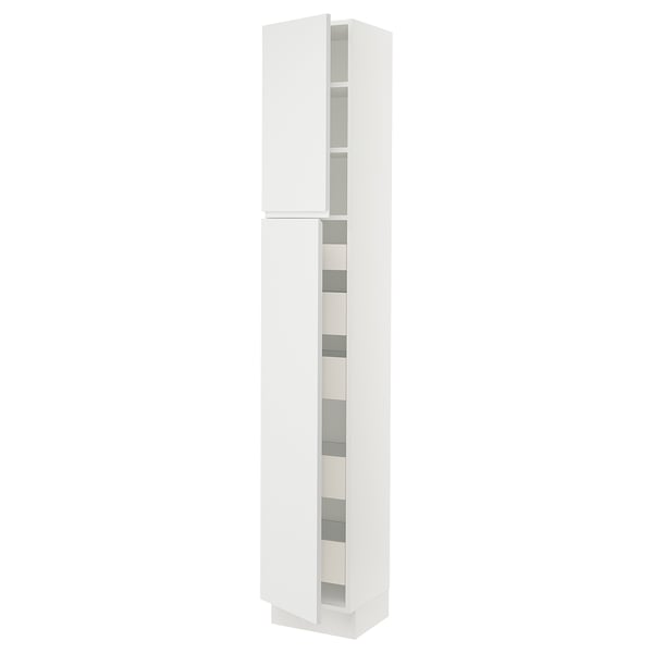 SEKTION / MAXIMERA High cb w 2 doors/shelves/5 drawers, white/Voxtorp matte white, 15x15x90 "