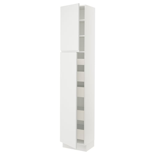 This image shows a white SEKTION cabinet with sleek design and multiple shelves.