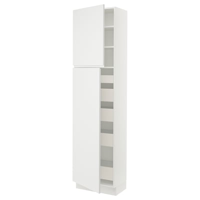 SEKTION / MAXIMERA High cb w 2 doors/shelves/5 drawers, white/Voxtorp matte white, 24x15x90 "