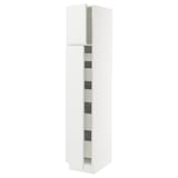 SEKTION / MAXIMERA High cb w 2 doors/shelves/5 drawers, white/Voxtorp matte white, 15x24x80 "