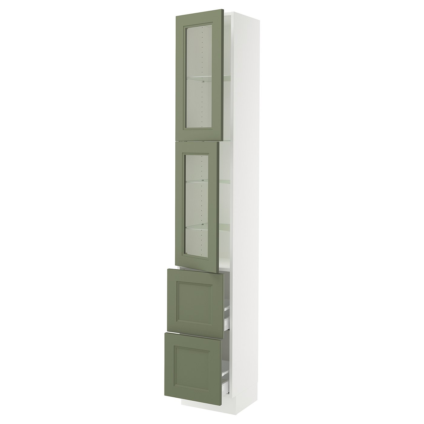 SEKTION / MAXIMERA high cb w 2 glass drs/2 drawers, white/Axstad