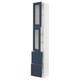 SEKTION / MAXIMERA High cb w 2 glass drs/2 drawers, white Axstad/matte blue, 15x15x90 "