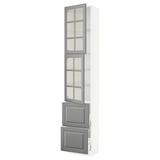 SEKTION / MAXIMERA High cb w 2 glass drs/2 drawers, white/Bodbyn gray, 18x15x90 "