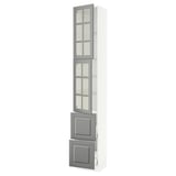 SEKTION / MAXIMERA High cb w 2 glass drs/2 drawers, white/Bodbyn gray, 15x15x90 "