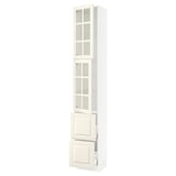 SEKTION / MAXIMERA High cb w 2 glass drs/2 drawers, white/Bodbyn off-white, 15x15x90 "