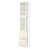 SEKTION / MAXIMERA High cb w 2 glass drs/2 drawers, white/Bodbyn off-white, 18x15x90 "