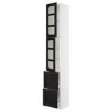 SEKTION / MAXIMERA High cb w 2 glass drs/2 drawers, white/Lerhyttan black stained, 15x15x90 "