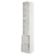 SEKTION / MAXIMERA High cb w 2 glass drs/2 drawers, white/Lerhyttan light gray, 15x15x90 "
