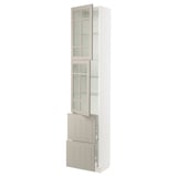 SEKTION / MAXIMERA High cb w 2 glass drs/2 drawers, white/Stensund beige, 18x15x90 "
