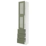 SEKTION / MAXIMERA High cb w 2 glass drs/3 drawers, white/Axstad gray-green, 18x15x90 "