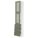 SEKTION / MAXIMERA High cb w 2 glass drs/3 drawers, white/Axstad gray-green, 18x15x90 "