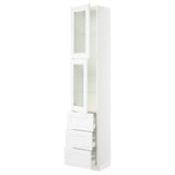 SEKTION / MAXIMERA High cb w 2 glass drs/3 drawers, white/Axstad matte white, 18x15x90 "