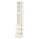 SEKTION / MAXIMERA High cb w 2 glass drs/3 drawers, white/Bodbyn off-white, 15x15x90 "