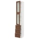 SEKTION / MAXIMERA High cb w 2 glass drs/3 drawers, white Enköping/brown walnut effect, 15x15x90 "