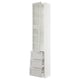 SEKTION / MAXIMERA High cb w 2 glass drs/3 drawers, white/Lerhyttan light gray, 18x15x90 "