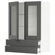 SEKTION / MAXIMERA Wall cab w 2 glass doors/2 drawers, white/Axstad dark gray, 30x15x40 "