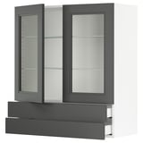 SEKTION / MAXIMERA Wall cab w 2 glass doors/2 drawers, white/Axstad dark gray, 36x15x40 "