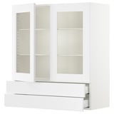 SEKTION / MAXIMERA Wall cab w 2 glass doors/2 drawers, white/Axstad matte white, 36x15x40 "