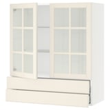 SEKTION / MAXIMERA Wall cab w 2 glass doors/2 drawers, white/Bodbyn off-white, 36x15x40 "