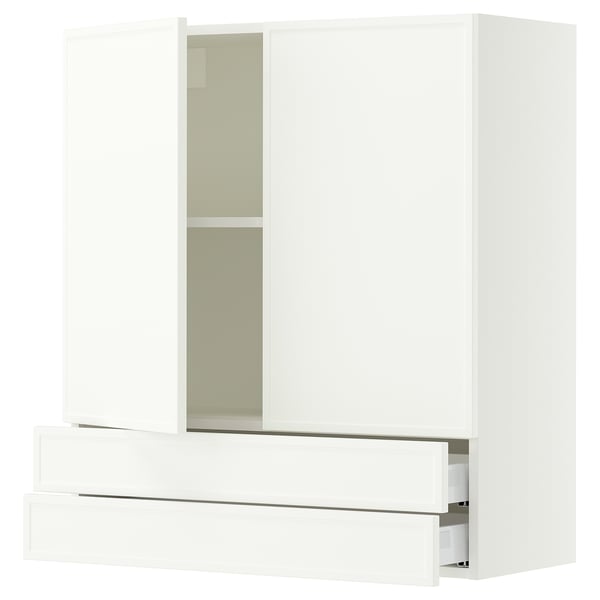 SEKTION / MAXIMERA Wall cabinet w 2 doors/2 drawers, white/Aspudden matte white, 36x15x40 "