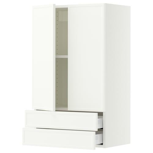 SEKTION / MAXIMERA Wall cabinet w 2 doors/2 drawers, white/Aspudden matte white, 24x15x40 "