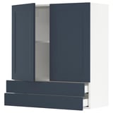 SEKTION / MAXIMERA Wall cabinet w 2 doors/2 drawers, white Axstad/matte blue, 36x15x40 "