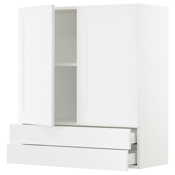 SEKTION / MAXIMERA Wall cabinet w 2 doors/2 drawers, white/Axstad matte white, 36x15x40 "