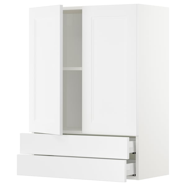 SEKTION / MAXIMERA Wall cabinet w 2 doors/2 drawers, white/Axstad matte white, 30x15x40 "