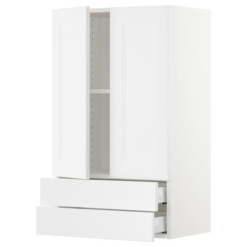 SEKTION kitchen unit in white with two open drawers and cabinet, modern design.