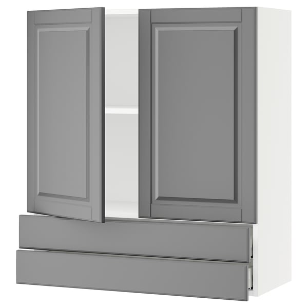 SEKTION / MAXIMERA Wall cabinet w 2 doors/2 drawers, white/Bodbyn gray, 36x15x40 "