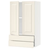 SEKTION / MAXIMERA Wall cabinet w 2 doors/2 drawers, white/Bodbyn off-white, 24x15x40 "
