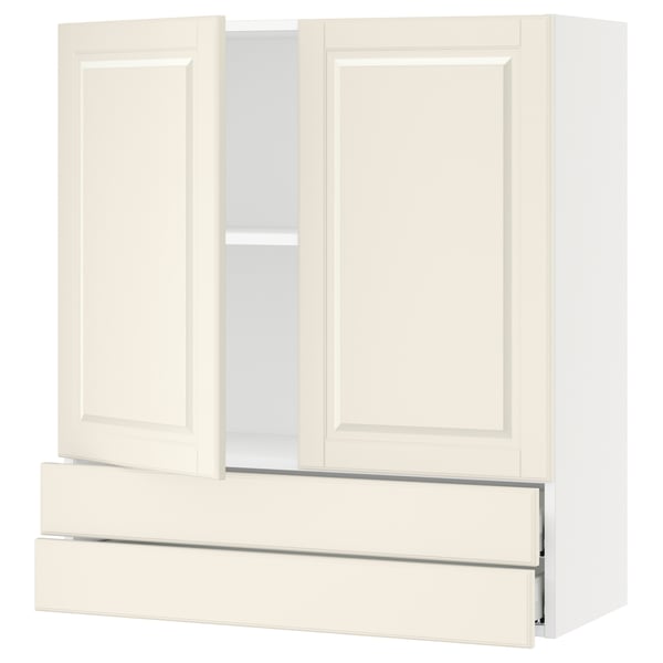 SEKTION / MAXIMERA Wall cabinet w 2 doors/2 drawers, white/Bodbyn off-white, 36x15x40 "