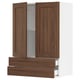 SEKTION / MAXIMERA Wall cabinet w 2 doors/2 drawers, white Enköping/brown walnut effect, 30x15x40 "