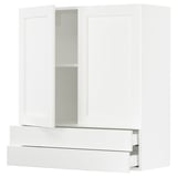 SEKTION / MAXIMERA Wall cabinet w 2 doors/2 drawers, white Enköping/white wood effect, 36x15x40 "