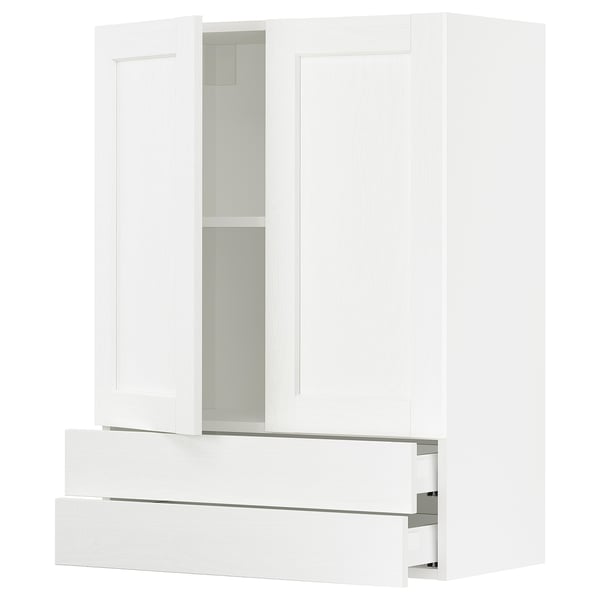 SEKTION / MAXIMERA Wall cabinet w 2 doors/2 drawers, white Enköping/white wood effect, 30x15x40 "