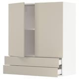 SEKTION / MAXIMERA Wall cabinet w 2 doors/2 drawers, white/Havstorp beige, 36x15x40 "