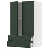 SEKTION / MAXIMERA Wall cabinet w 2 doors/2 drawers, white/Havstorp deep green, 24x15x40 "