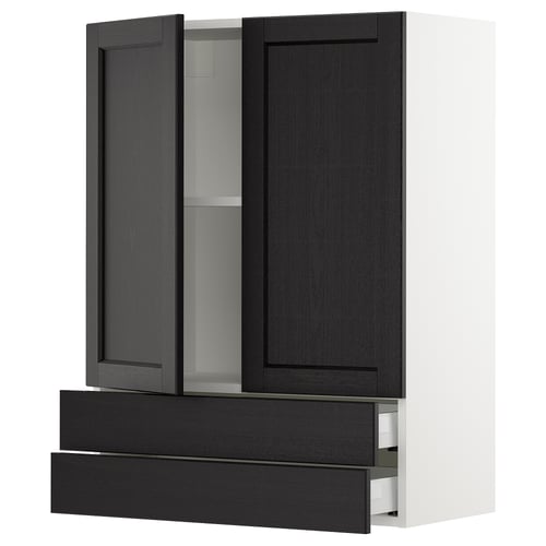 SEKTION: black stained ash cabinet with bevelled edges, full extension drawers, adjustable shelves, door dampers, and 25-year guarantee.