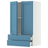 SEKTION / MAXIMERA Wall cabinet w 2 doors/2 drawers, white/Lerhyttan blue, 24x15x40 "