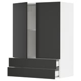 SEKTION / MAXIMERA Wall cabinet w 2 doors/2 drawers, white/Nickebo matte anthracite, 30x15x40 "