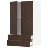 SEKTION / MAXIMERA Wall cabinet w 2 doors/2 drawers, white/Sinarp brown, 24x15x40 "
