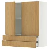 SEKTION / MAXIMERA Wall cabinet w 2 doors/2 drawers, white/Sinarp oak veneer, 36x15x40 "